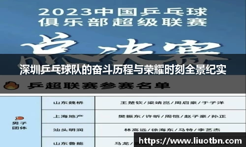 深圳乒乓球队的奋斗历程与荣耀时刻全景纪实